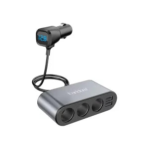 Earldom 120W Dual USB charger 4 in 1 Socket Black Car Phone Charger Lighter ET-CS2 - Saif Al Najmi Kw